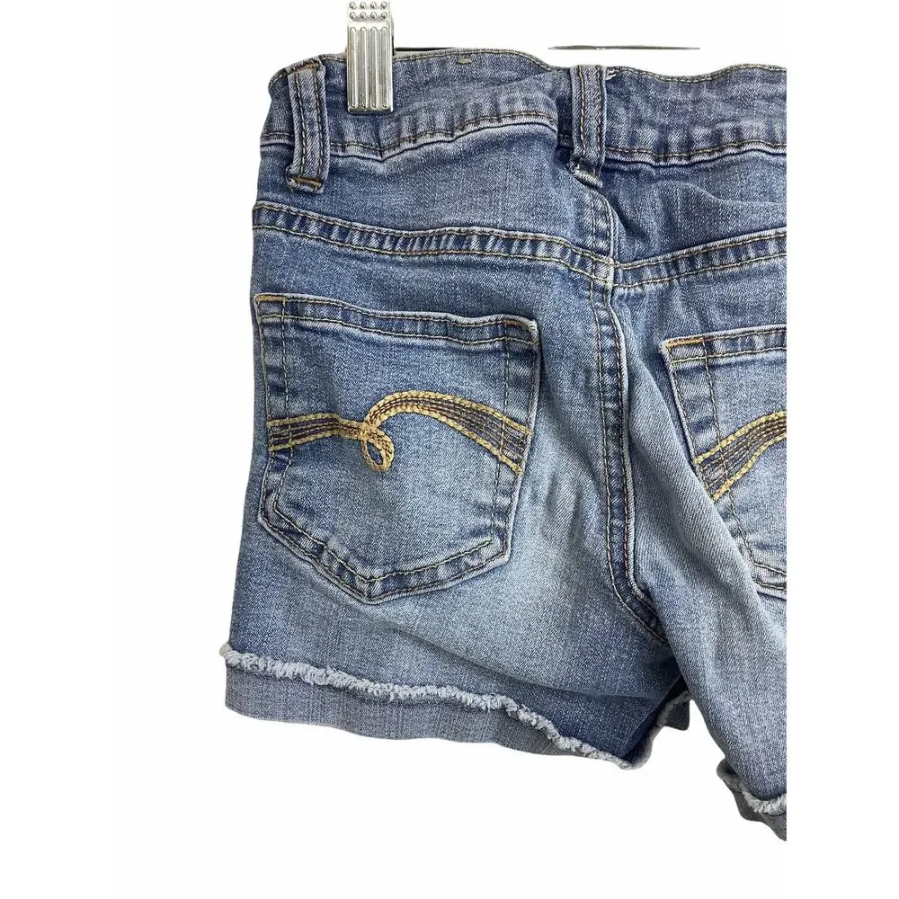 Justice Girls Medium Wash Blue Denim Jean Shorts Kid's Youth Size 8